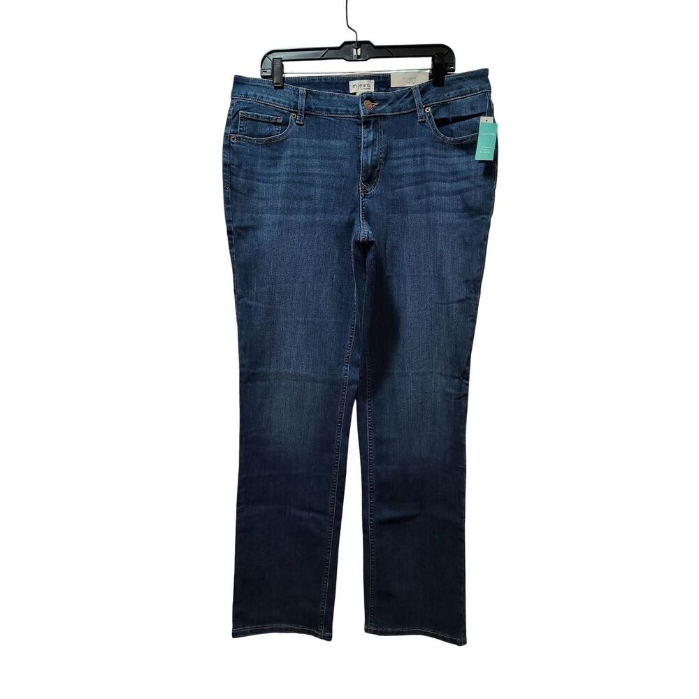 M Jeans by Maurices Classic Straight Low Rise Jeans 16 Long Blue Stretch Denim